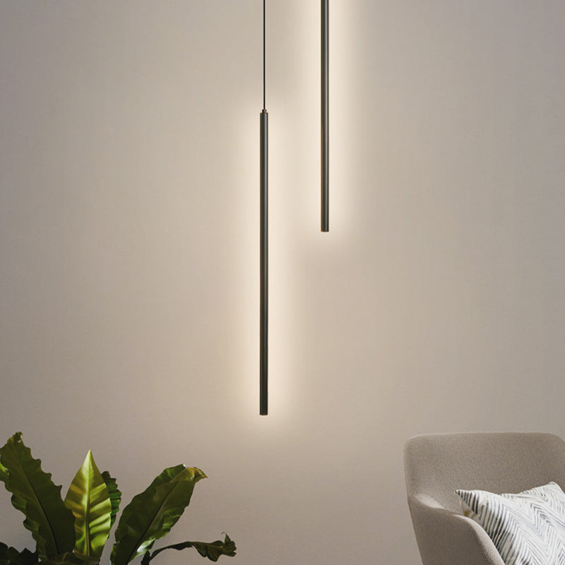 Lustre cylindrique lustre suspendu luminaire moderne de suspension extérieure moderne en finition noire