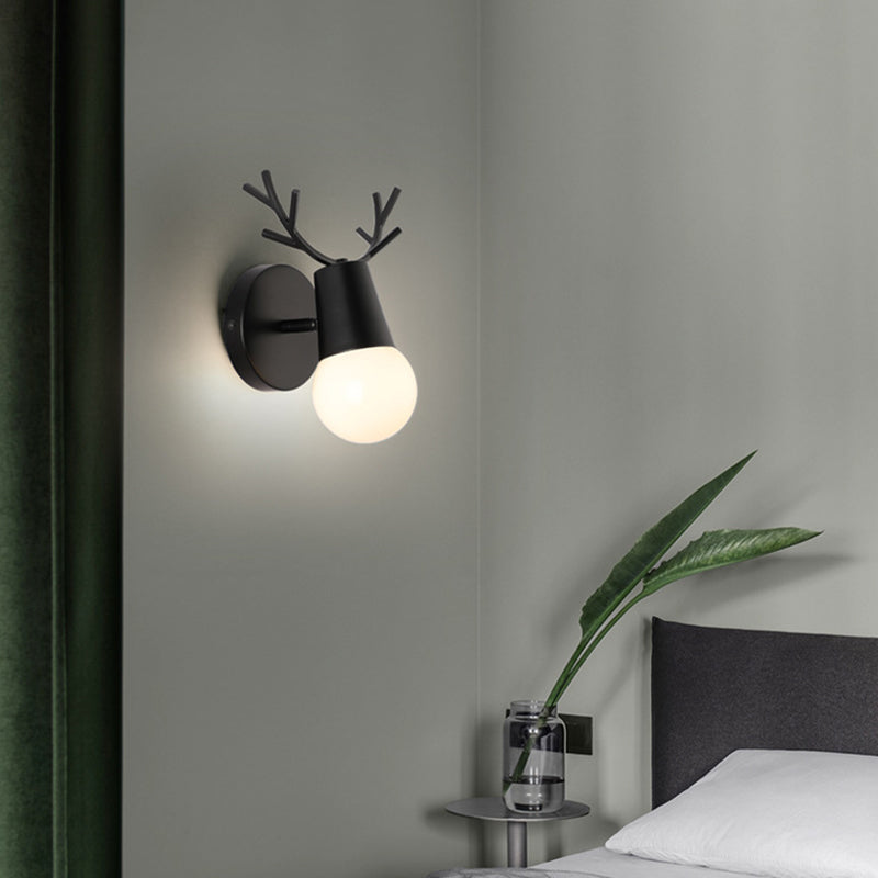 Open Bulb Antler Postmodern Wall Sconce One Blub Wall Mounted Light Fixture for Bedroom