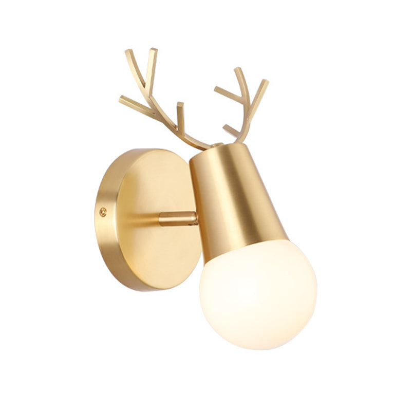 Open Bulb Antler Postmodern Wall Sconce One Blub Wall Mounted Light Fixture for Bedroom