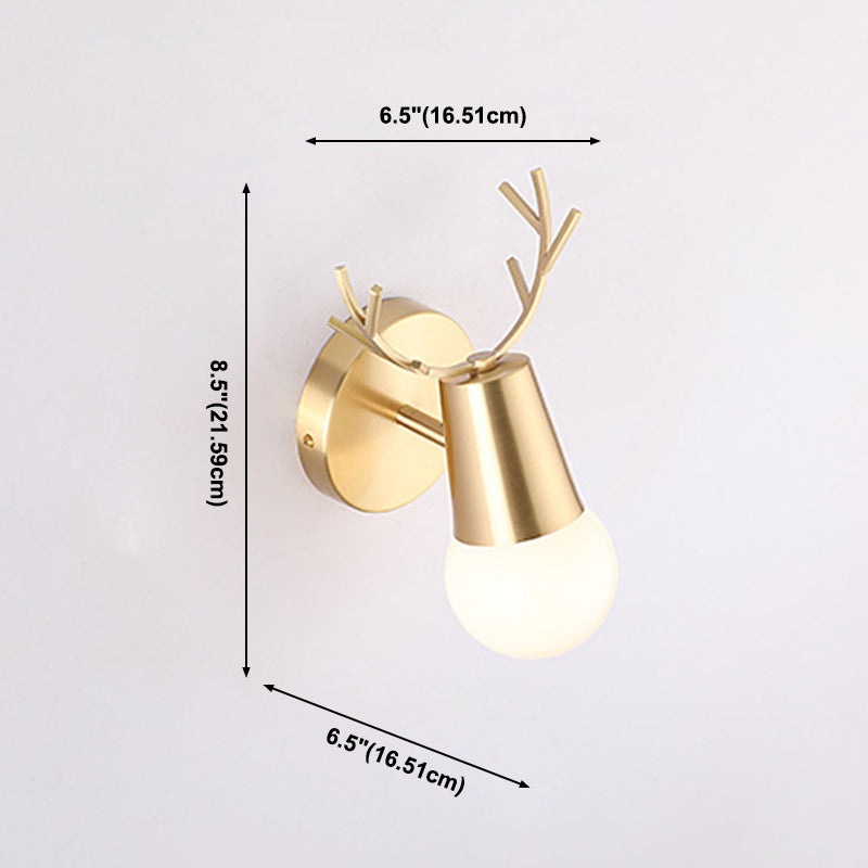 Open Bulb Antler Postmodern Wall Sconce One Blub Wall Mounted Light Fixture for Bedroom
