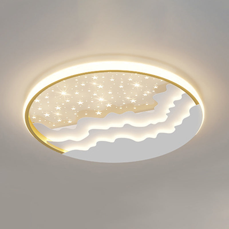 Round Flush Mount Light Modern LED Ceiling Light Fixture with Metal Shade for Bedroom