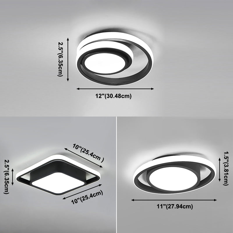 Lámpara de techo empotrada LED en blanco y negro con pantalla acrílica, luz empotrada moderna