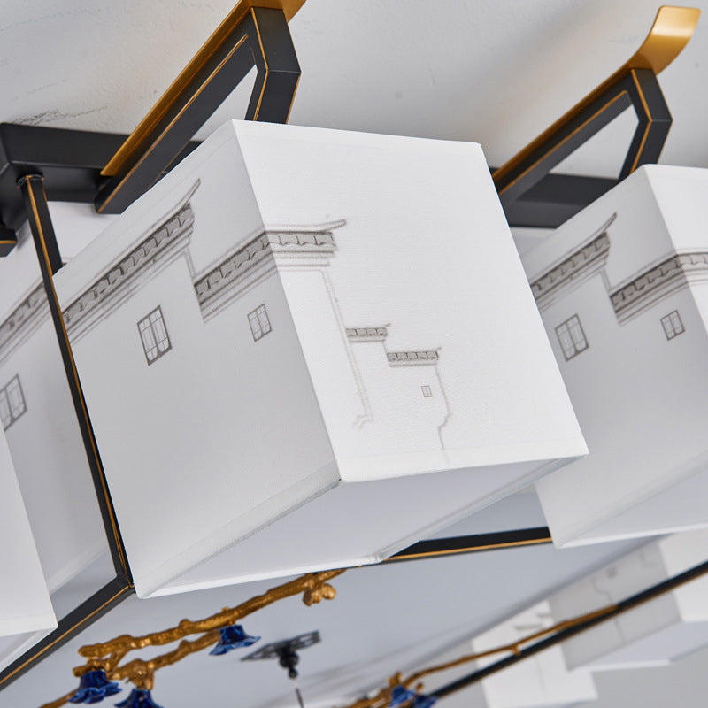 4 Size Optional Light Fixtures Asia Style Fabric Flush Light for Living Room Dinning Room