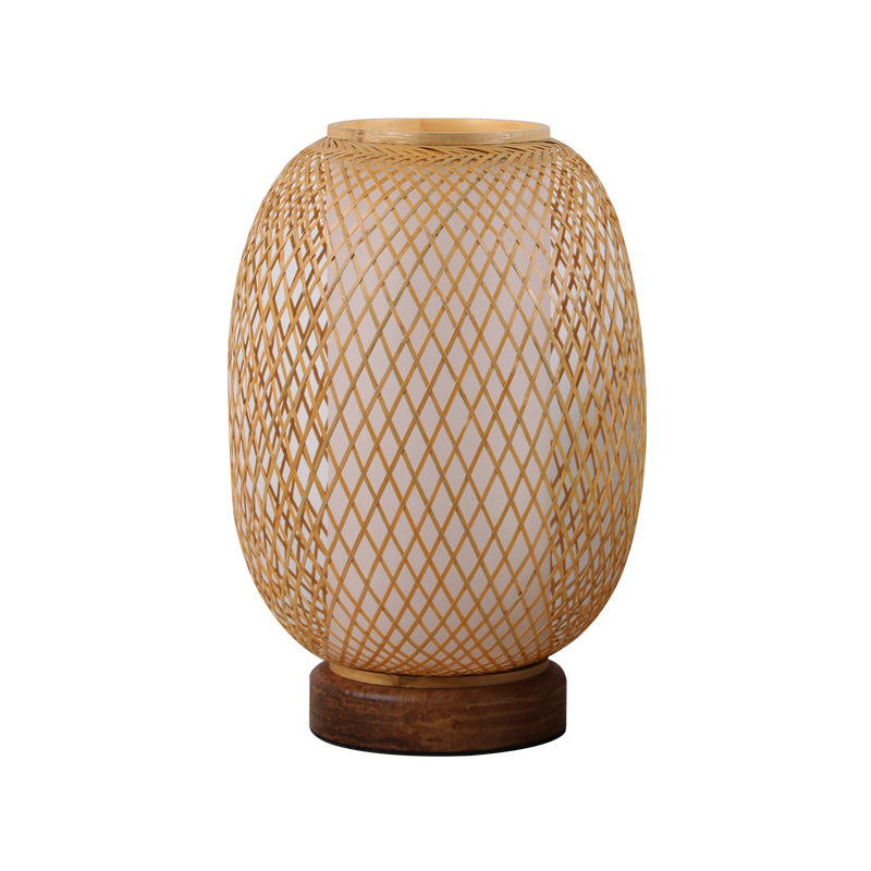 Lampada da scrivania Lanterna Bamboo giapponese 1 Testa BEIGE LIGHT CON BASE DI INGGIO