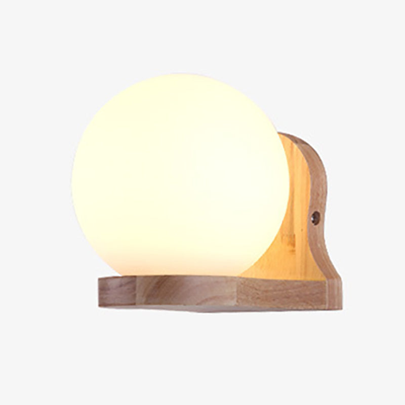 Prontoni contemporanei di vetro bianco e parete in legno una lampada montata a parete bub per soggiorno