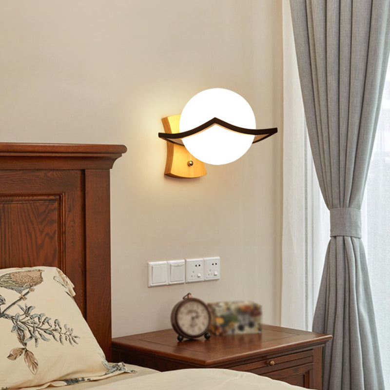 Gamique en verre blanc et en bois moderne un luminaire mural mural pour le salon