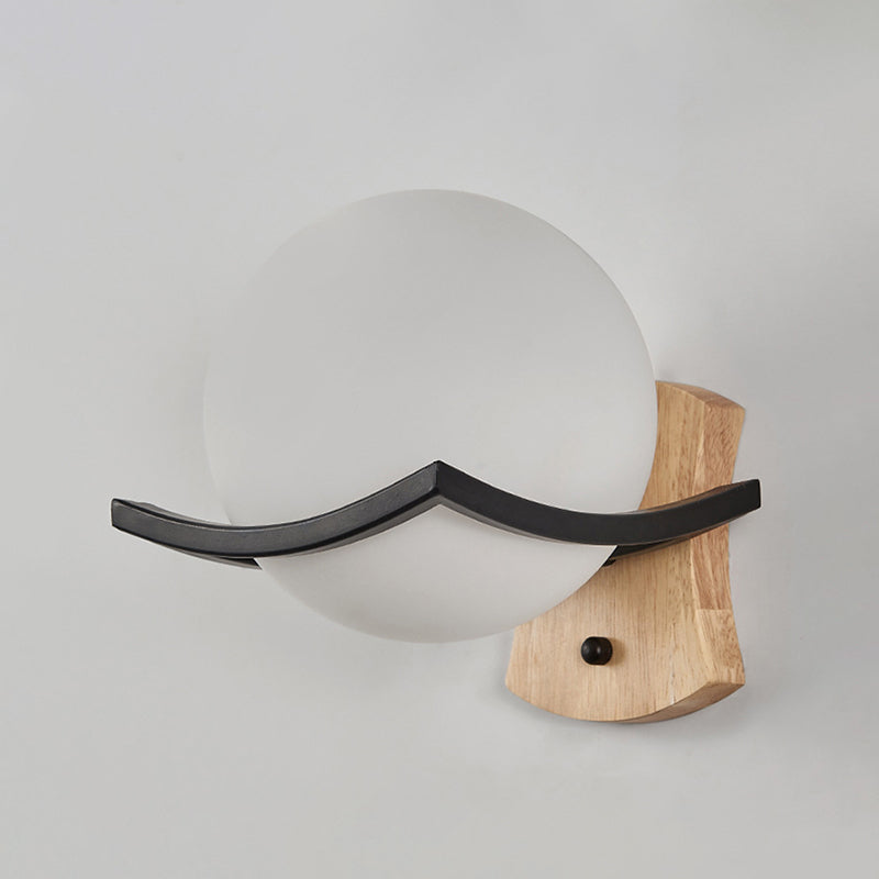 Gamique en verre blanc et en bois moderne un luminaire mural mural pour le salon