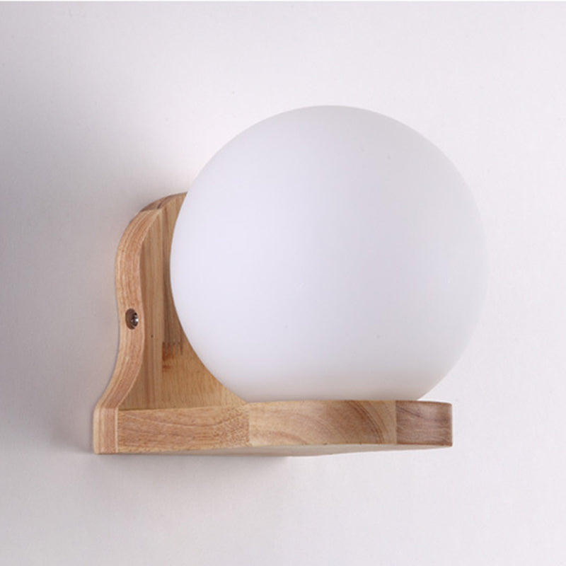 Gamique en verre blanc et en bois moderne un luminaire mural mural pour le salon