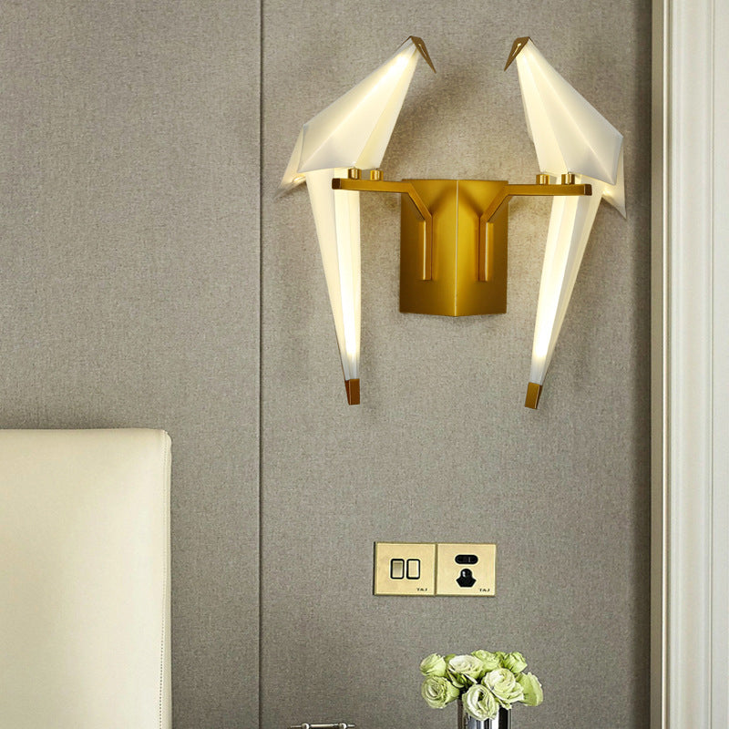 Postmoderne metalen wandlicht wit papier kraanwand sconce licht voor woonkamer slaapkamer