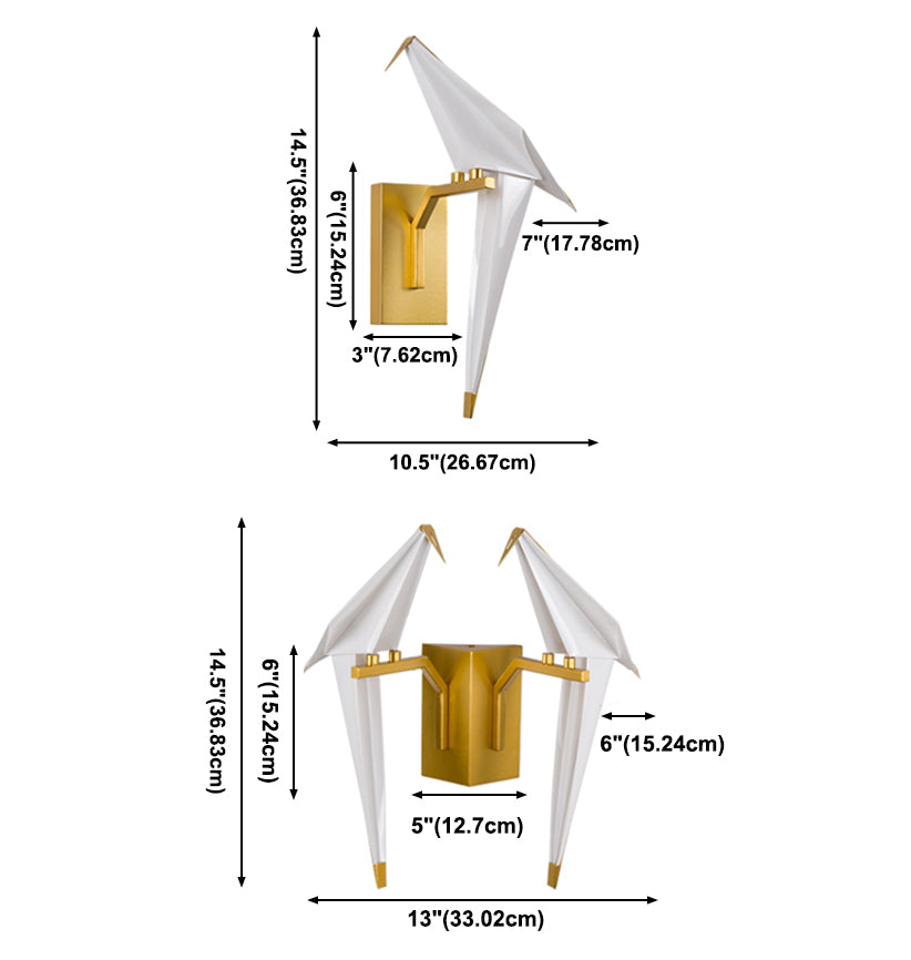 Postmoderne metalen wandlicht wit papier kraanwand sconce licht voor woonkamer slaapkamer