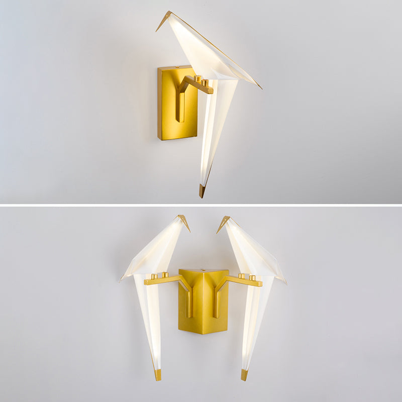 Postmoderne metalen wandlicht wit papier kraanwand sconce licht voor woonkamer slaapkamer