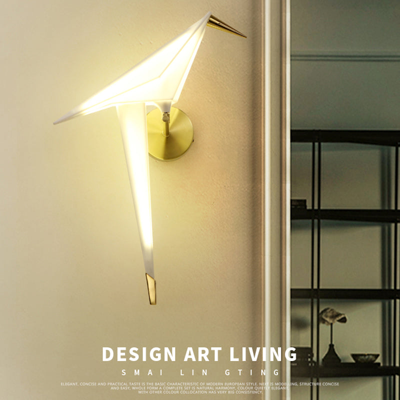 Postmoderne metalen wandlicht wit papier kraanwand sconce licht voor woonkamer slaapkamer