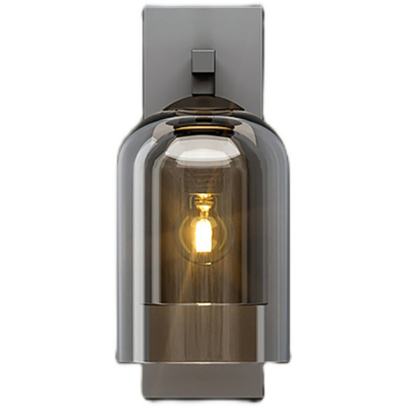 Lámpara de luz de drogadictos de tubo moderno lámpara montada en la pared del dormitorio de 1 luz con sombra de hierba de coñac