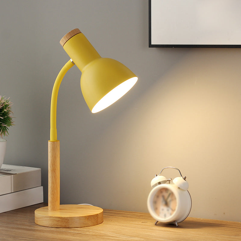 Macaroon Style Night Table Lamps Bell 1-Light Nightstand Lights with Metal Shade for Bedroom