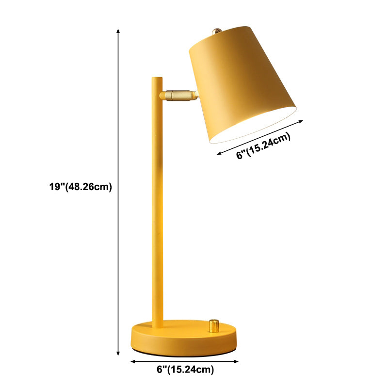 Macaroon Style Night Table Lamps Barrel 1-Light Bedroom Nightstand Lights with Metal Shade