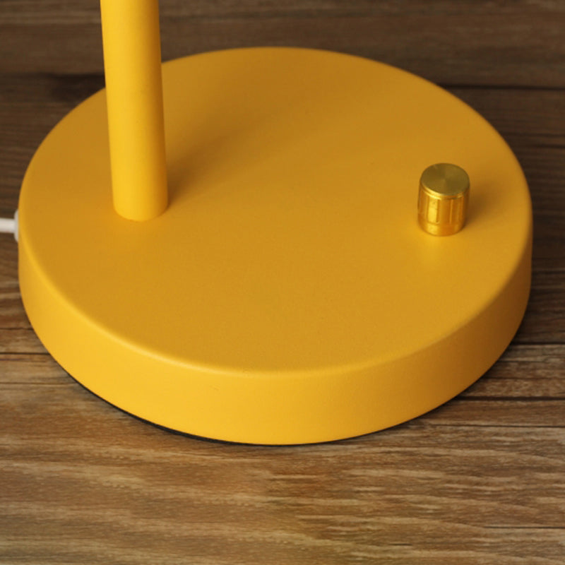 Macaroon Style Night Table Lamps Barrel 1-Light Bedroom Nightstand Lights with Metal Shade