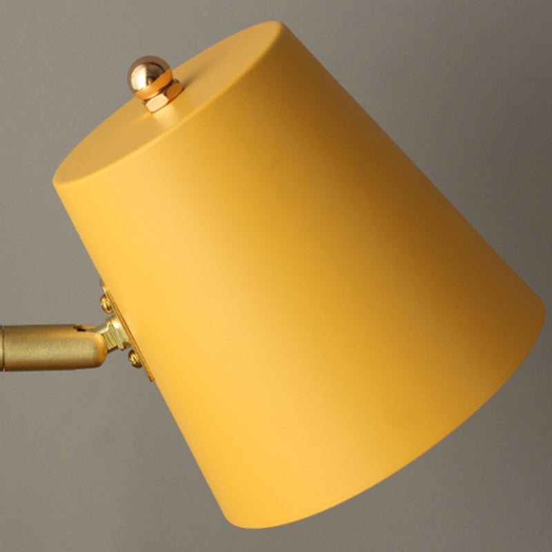 Macaroon Style Night Table Lamps Barrel 1-Light Bedroom Nightstand Lights with Metal Shade