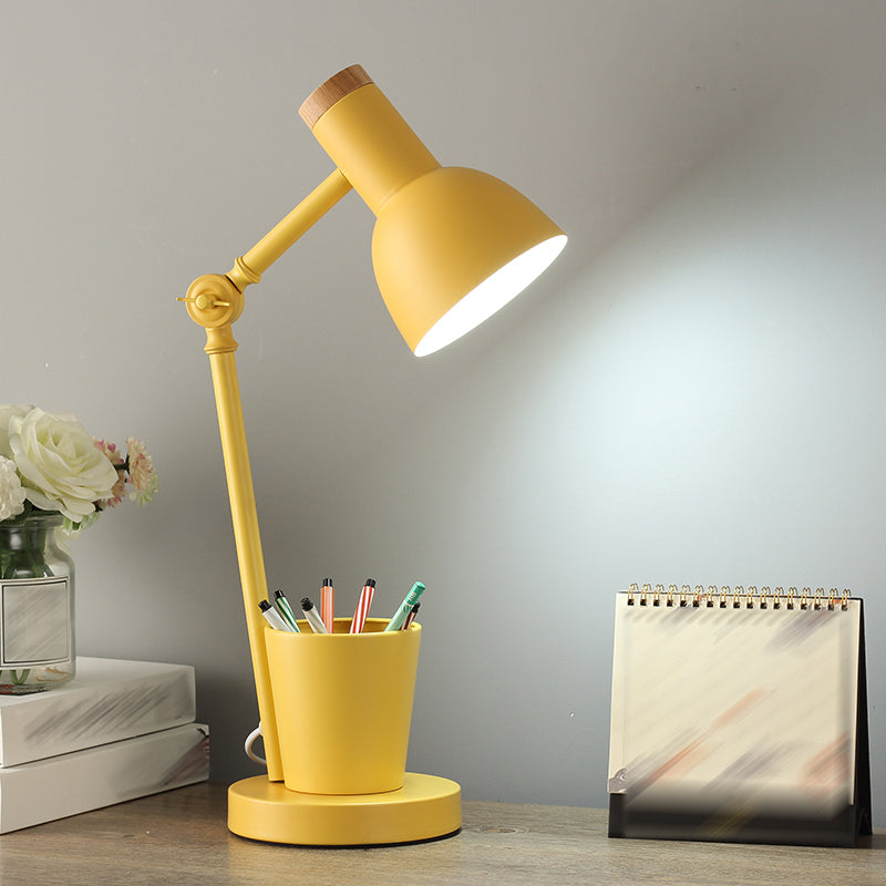 Macaroon Night Table Lamps Bell 1-Light Bedroom Nightstand Lights with Metal Shade