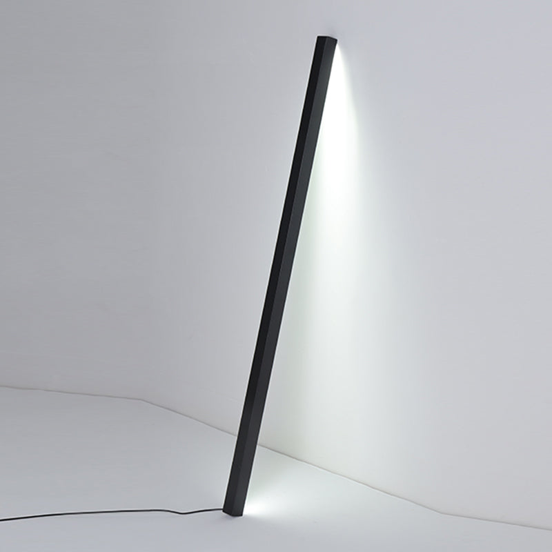 Aluminum Bar Shaped Floor Light Minimalist Living Room LED Floor Lamp against Wall