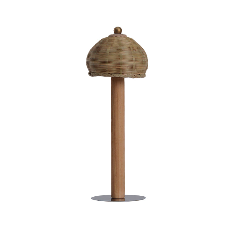 Lampada da scrivania piccola giapponese con 1 lampadina, in legno lavorato a mano, con paralume in bambù