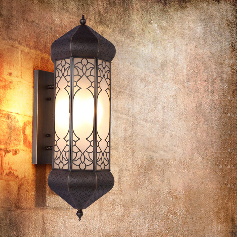 Hexagon Sconce Tradition 1 Head Metal Wall Lighting Light en bronce con placa posterior rectangular, 6 "/8" de ancho