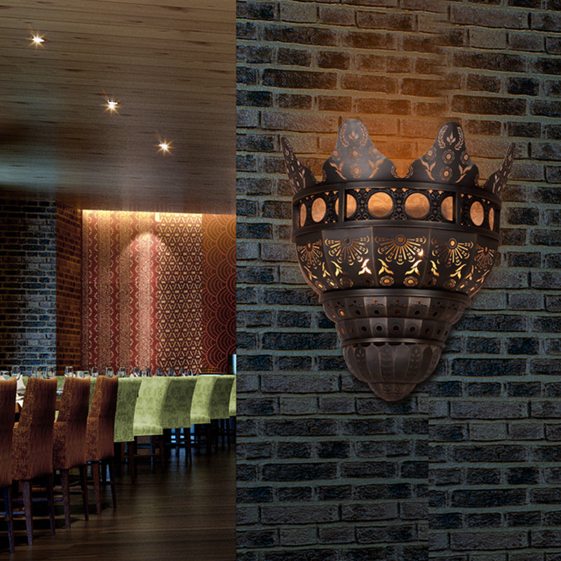 1 head metal sconce leggero tradizionale bronzo intagliato intagliato da parete illuminazione montata