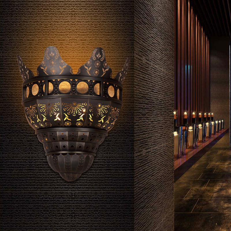 1 head metal sconce leggero tradizionale bronzo intagliato intagliato da parete illuminazione montata