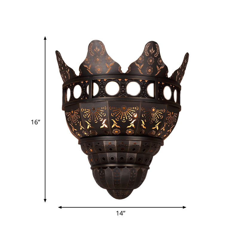 1 head metal sconce leggero tradizionale bronzo intagliato intagliato da parete illuminazione montata