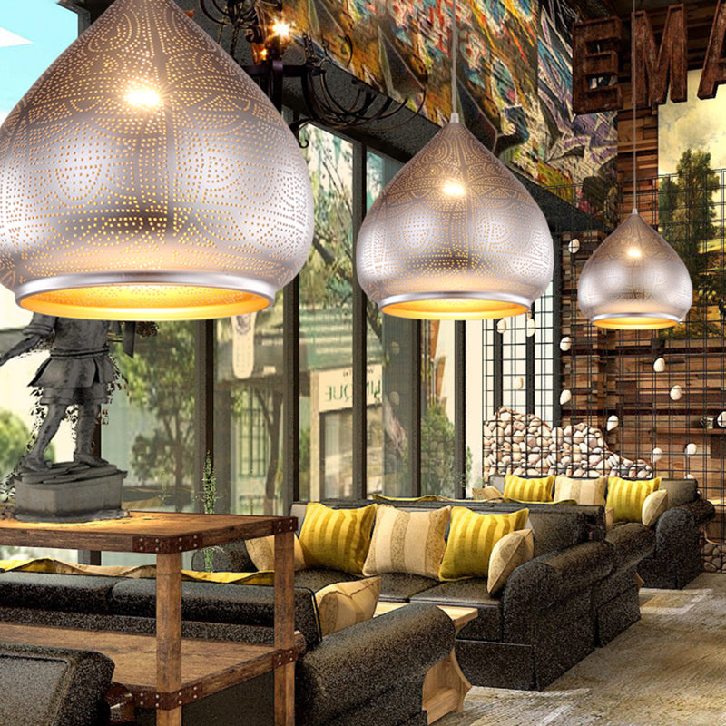 1 Éclair de pendentif en larme de tête Lampe suspension de plafond métallique traditionnelle en argent / bronze / or