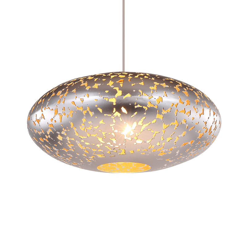 Metal Silver/Bronze/Brass Ceiling Lamp Lantern 1 Head Decorative Hanging Pendant Light for Bedroom