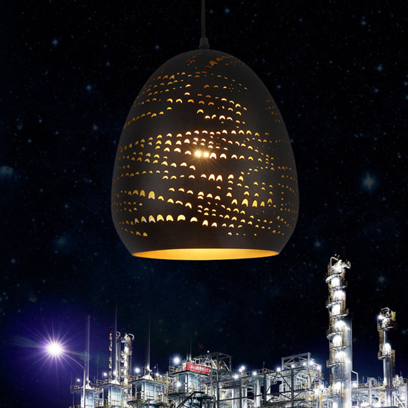 Luz de techo de urna tradicional de 8 "/10" de ancho 1 cabeza de metal de metal accesorio de iluminación suspendida en negro