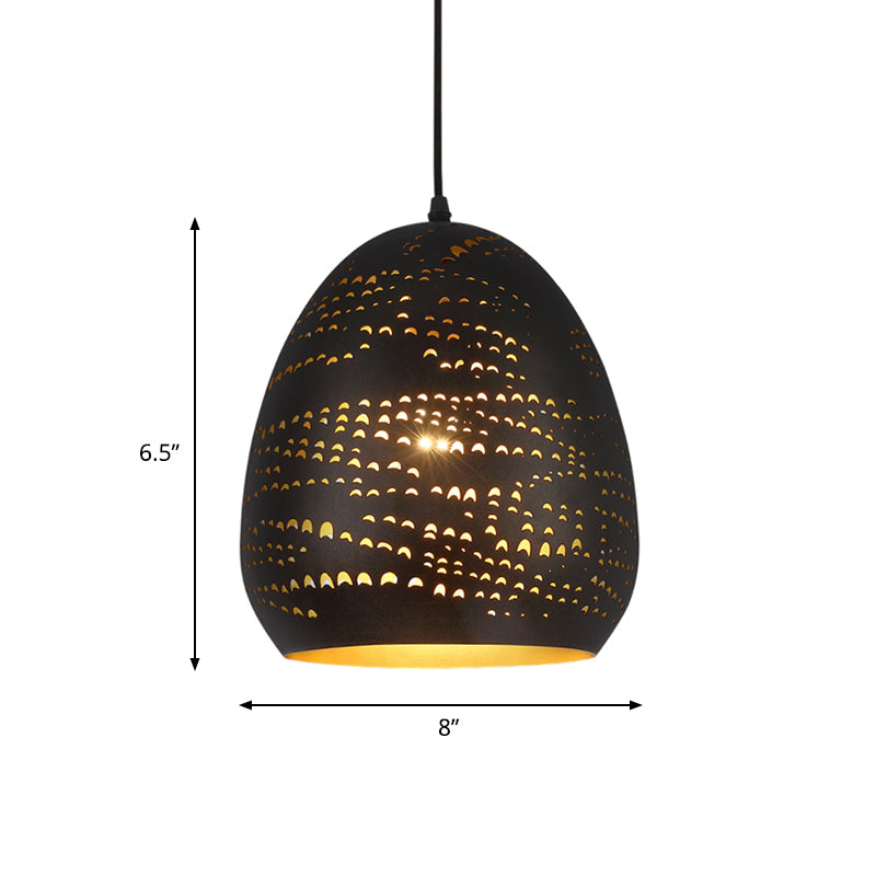 Luz de techo de urna tradicional de 8 "/10" de ancho 1 cabeza de metal de metal accesorio de iluminación suspendida en negro