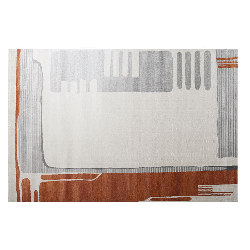 Artistic Orange Tone Carpet Modern Area Rug Polyester Stain Resistant Washable Rug for Living Room
