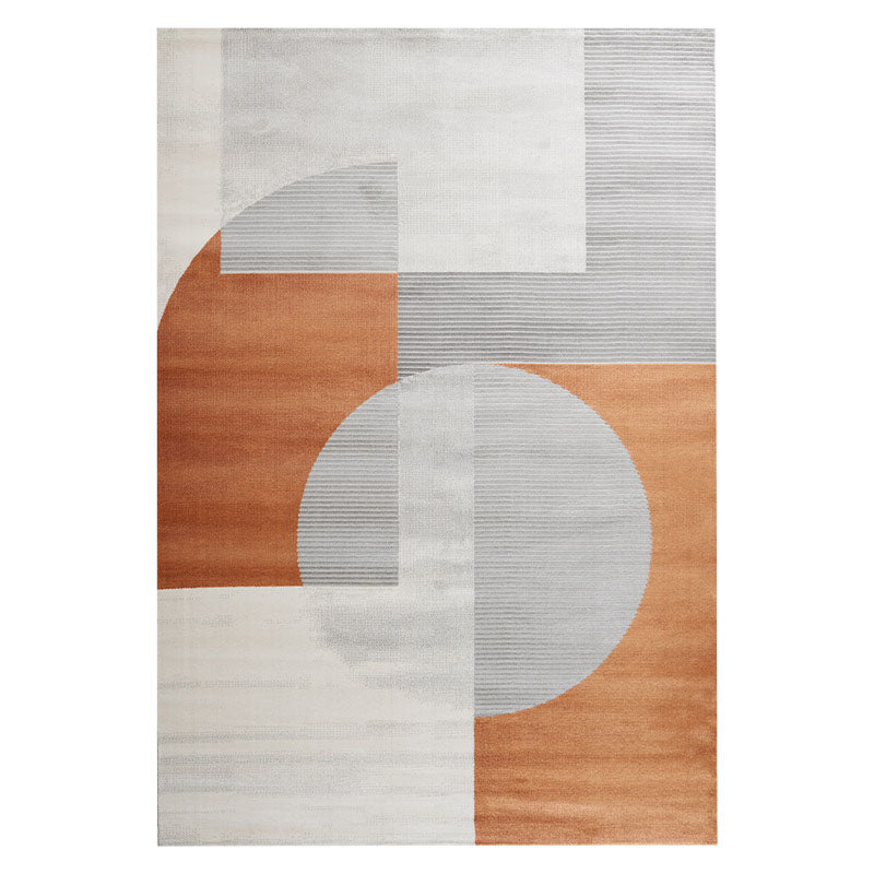 Artistic Orange Tone Carpet Modern Area Rug Polyester Stain Resistant Washable Rug for Living Room