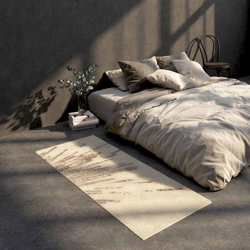 Beige Modern Carpet Polyester Color Block Carpet Washable Carpet for Living Room