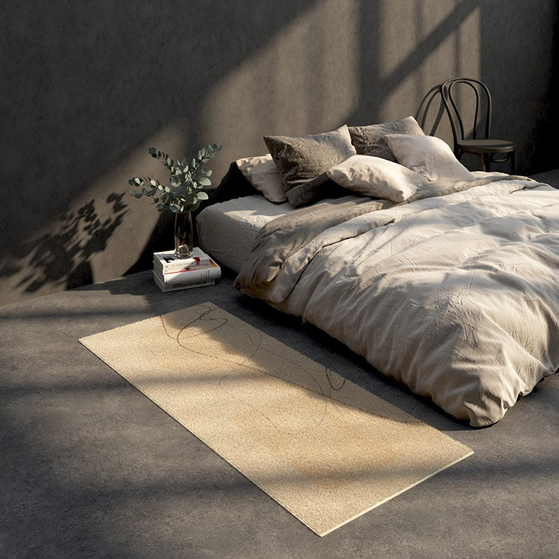 Beige Modern Carpet Polyester Color Block Carpet Washable Carpet for Living Room