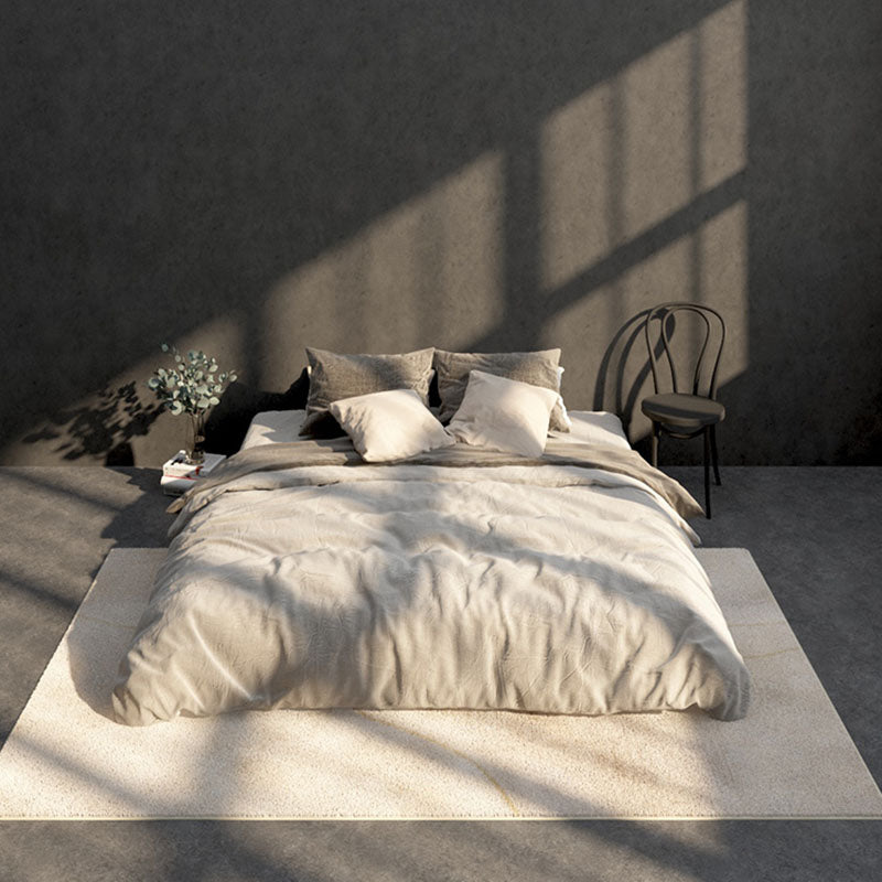 Beige Modern Carpet Polyester Color Block Carpet Washable Carpet for Living Room