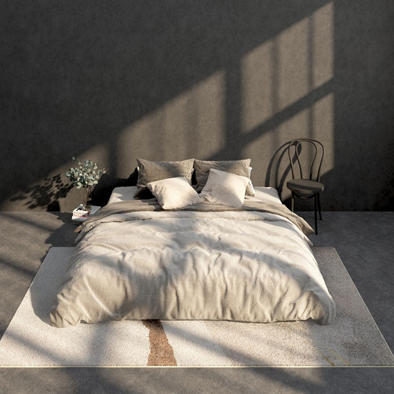 Beige Modern Carpet Polyester Color Block Carpet Washable Carpet for Living Room