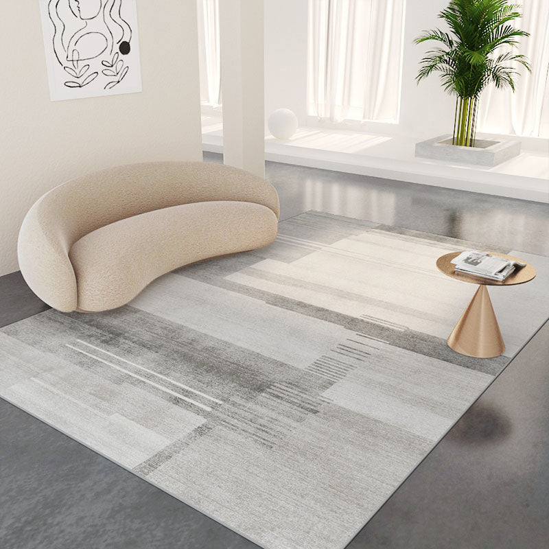 Minimalist Carpet Washable Contrast Panel Rug Polyster Non-Slip Backing Area Rug for Living Room