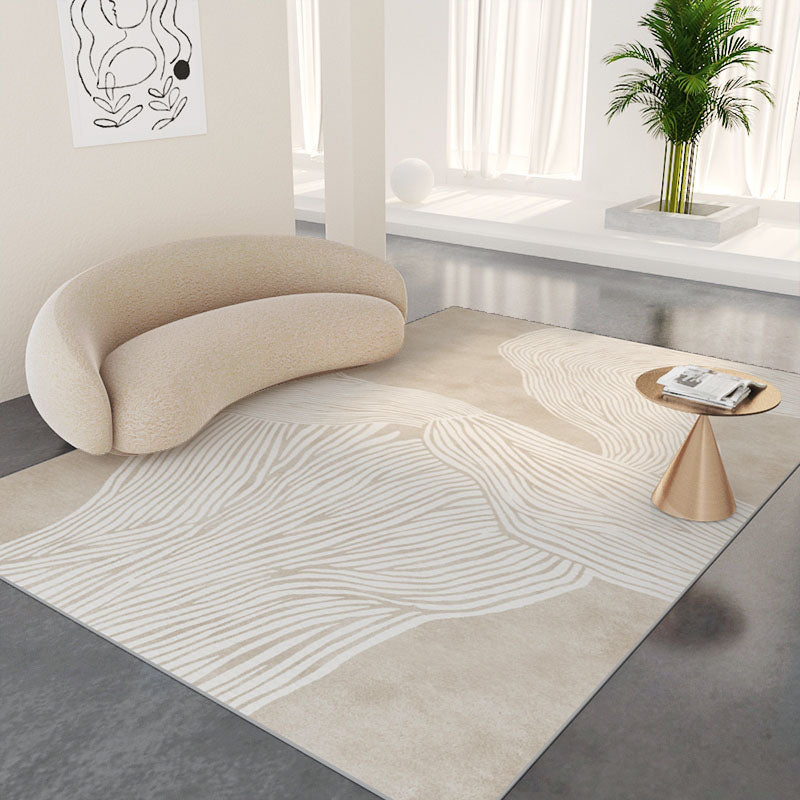 Minimalist Carpet Washable Contrast Panel Rug Polyster Non-Slip Backing Area Rug for Living Room
