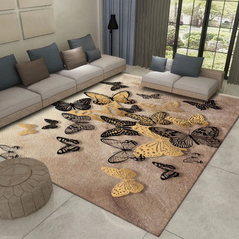 Green Modern Area Carpet Animals Pattern Polyester Area Rug Stain Resistant Rug for Home Decor