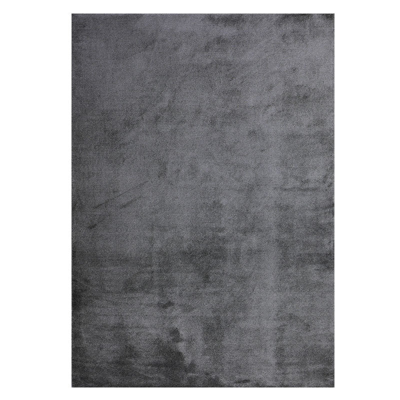 Grey Living Room Area Carpet Solid Color Polyester Area Rug Stain Resistant Easy Care Rug