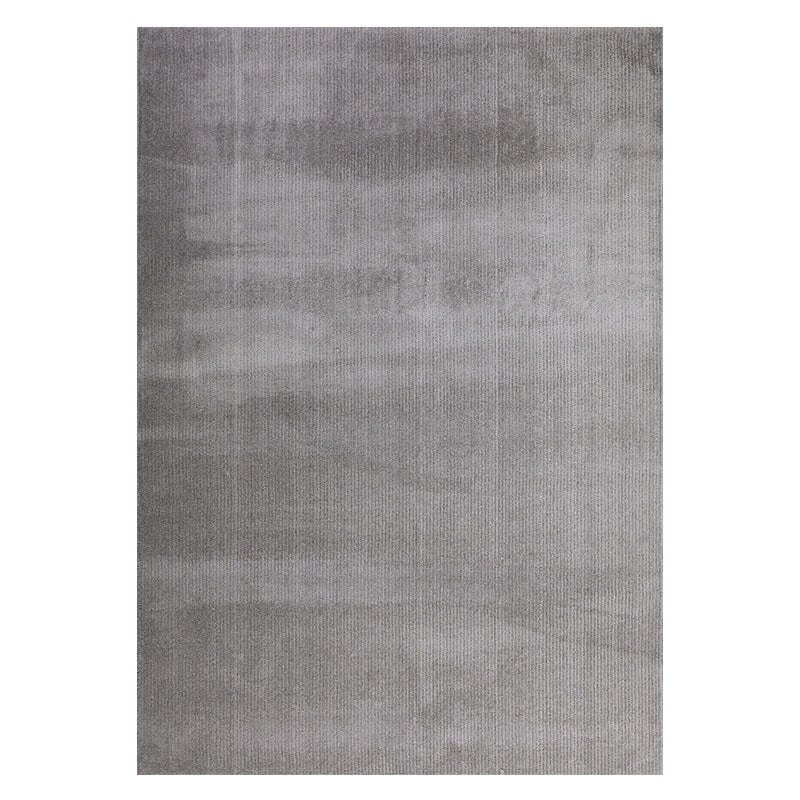 Grey Living Room Area Carpet Solid Color Polyester Area Rug Stain Resistant Easy Care Rug
