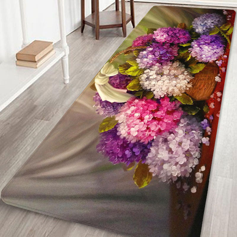 Chic Flower Pattern Area Rug Modern Polyester Area Carpet Anti-Slip Backing Rug for Living Room