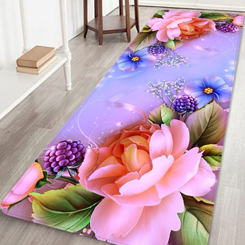 Fancy Modern Rug Floral Pattern Polyester Area Rug Non-Slip Backing Rug for Bedroom