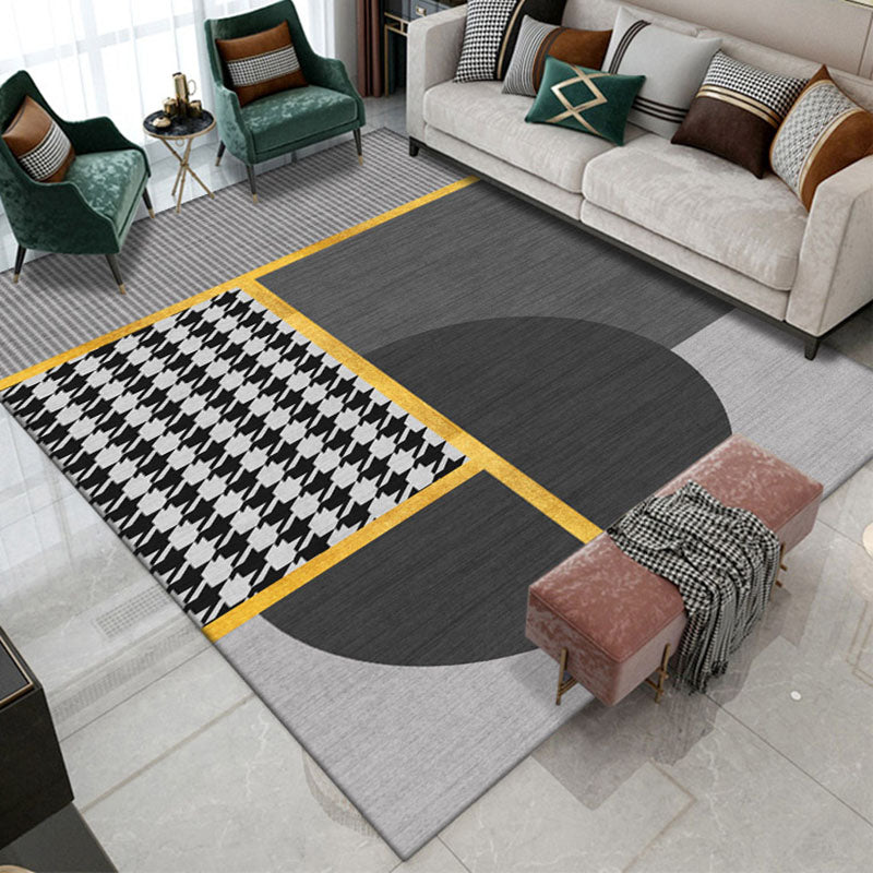 Orange Modern Carpet Polyester Striped Carpet Non-Slip Backing Carpet for Living Room