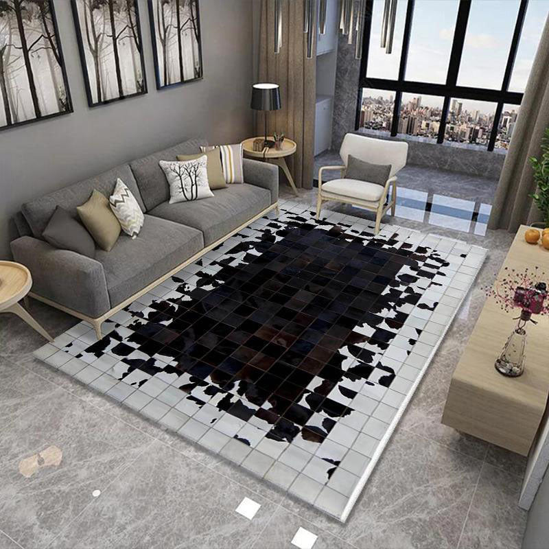 Gold Contemporary Carpet Polyester Line Carpet Non-Slip Backing Carpet for Drawing Room