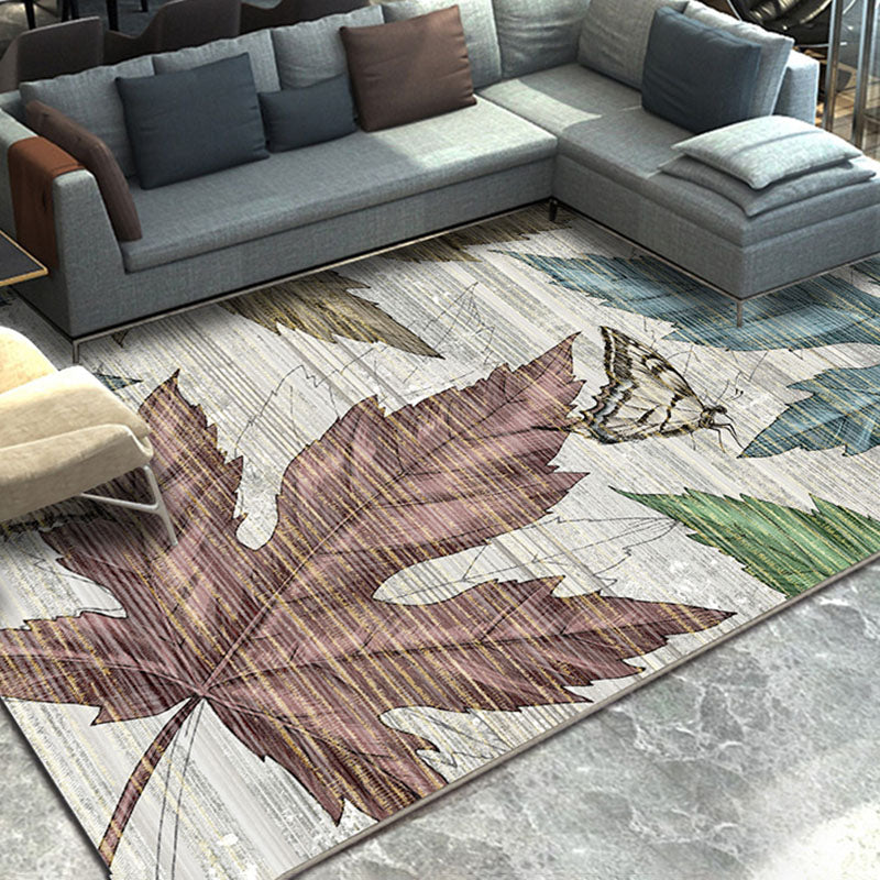 Stylish Modern Area Carpet Floral Pattern Polyester Area Rug Stain Resistant Rug for Home Decor