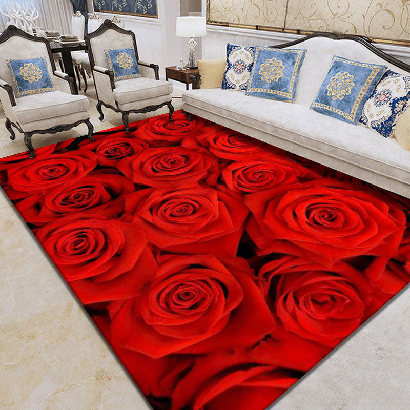 Green Casual Carpet Polyester Sunflower Carpet Stain Resistant Carpet for Home Decor