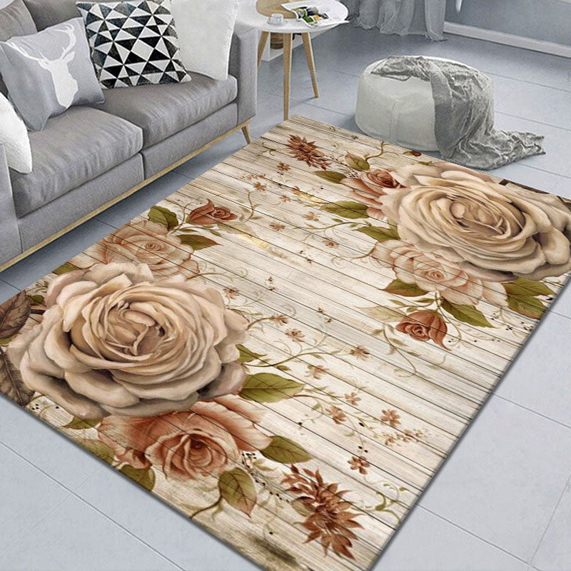 Green Casual Carpet Polyester Sunflower Carpet Stain Resistant Carpet for Home Decor